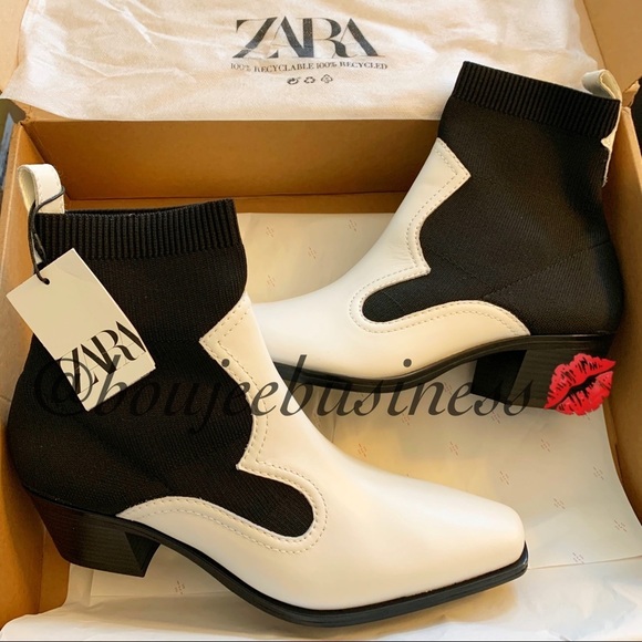 ZARA BNWT Contrasting Stretch Ankle Boots - Picture 7 of 8